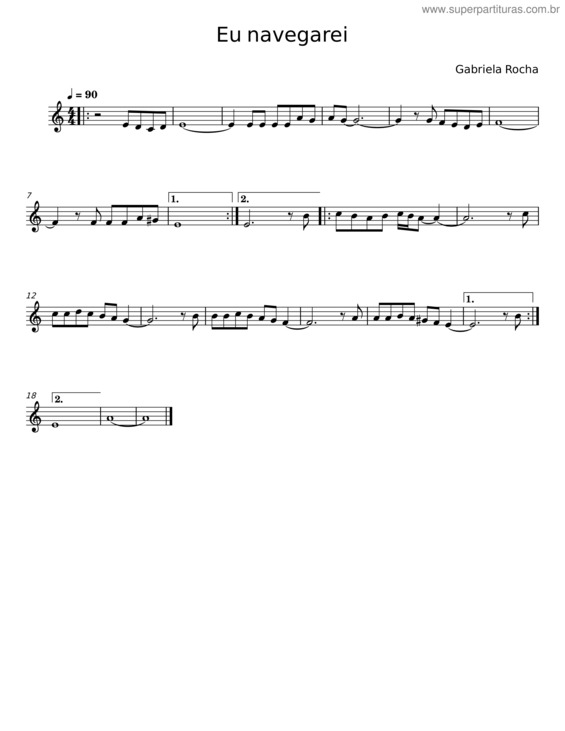 Partitura da música Eu Navegarei – Gabriela Rocha