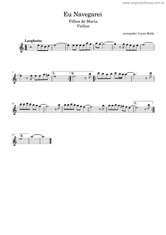 Partitura da música Eu Navegarei – Misc Praise Songs Eu Navegarei