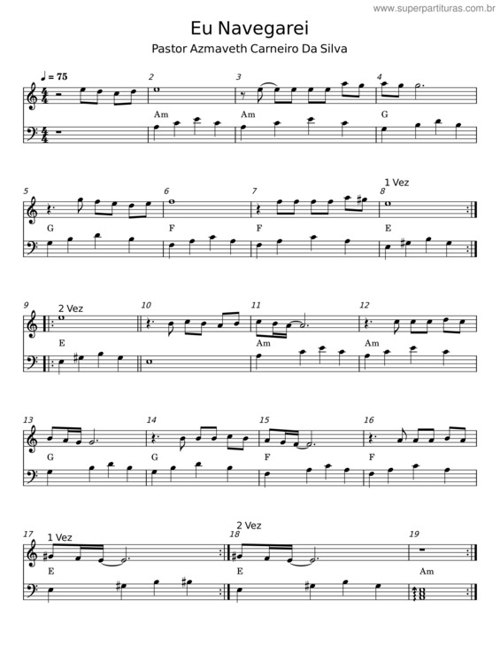 Partitura da música Eu Navegarei – Misc Praise Songs
