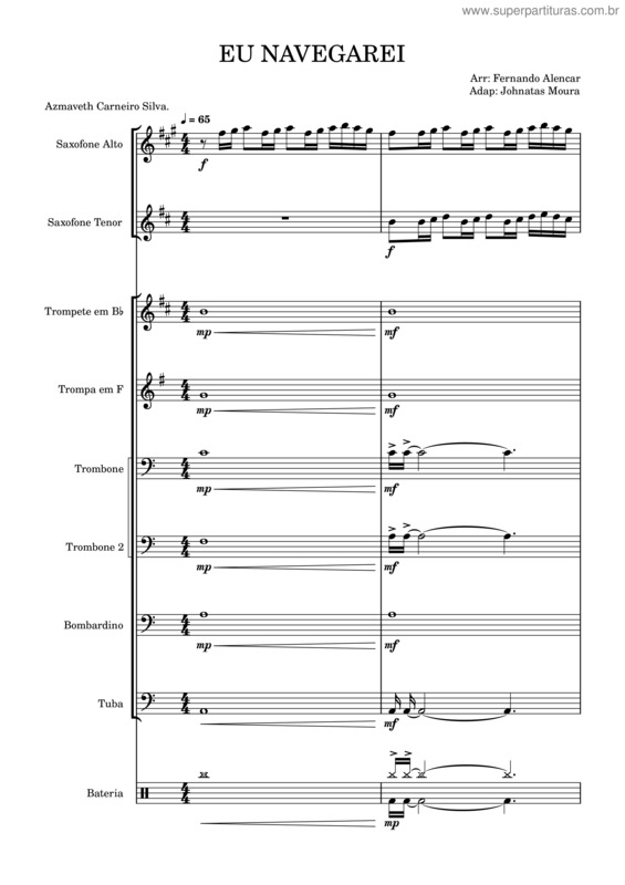Partitura da música Eu Navegarei – Pastor Azmaveth Carneiro Da Silva v.2