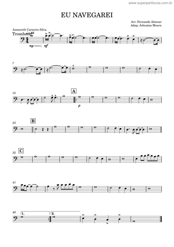 Partitura da música Eu Navegarei – Pastor Azmaveth Carneiro Da Silva v.5