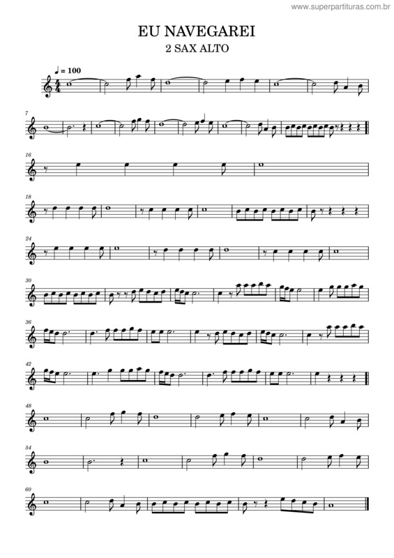 Partitura da música Eu Navegarei Sax Alto 2