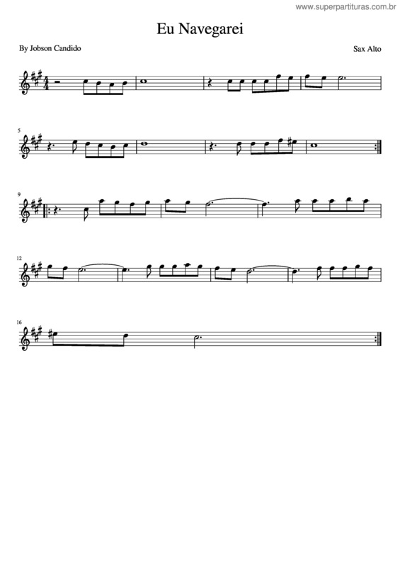 Partitura da música Eu Navegarei Sax Alto