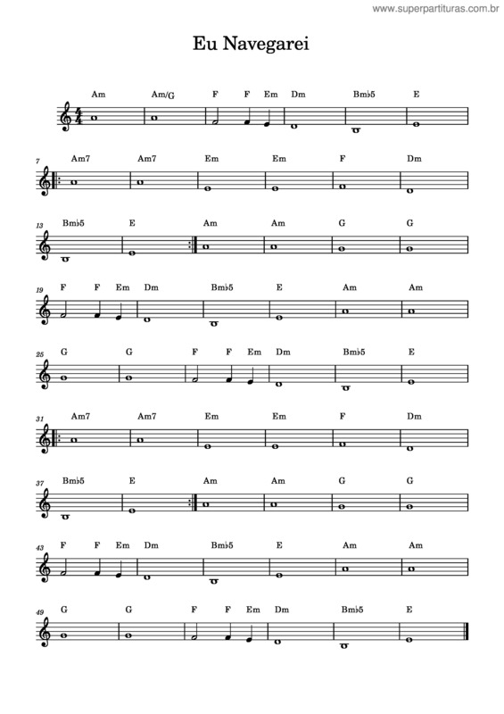 Partitura da música Eu Navegarei v.12