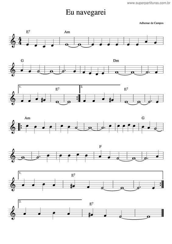 Partitura da música Eu Navegarei v.2