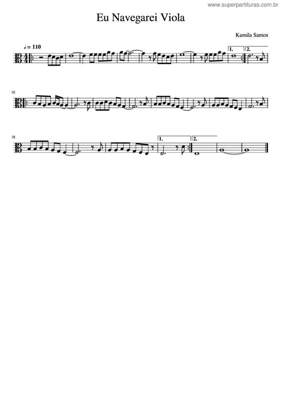 Partitura da música Eu Navegarei Viola