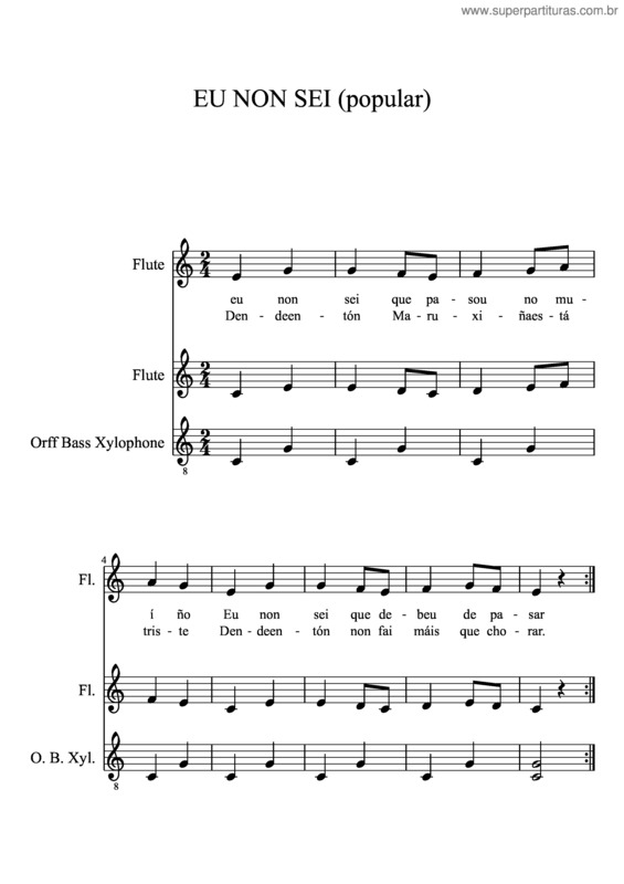 Partitura da música Eu Non Sei