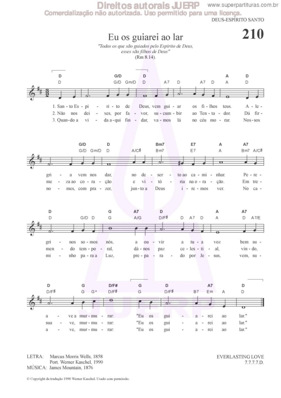 Partitura da música Eu Os Guiarei Ao Lar - 210 HCC