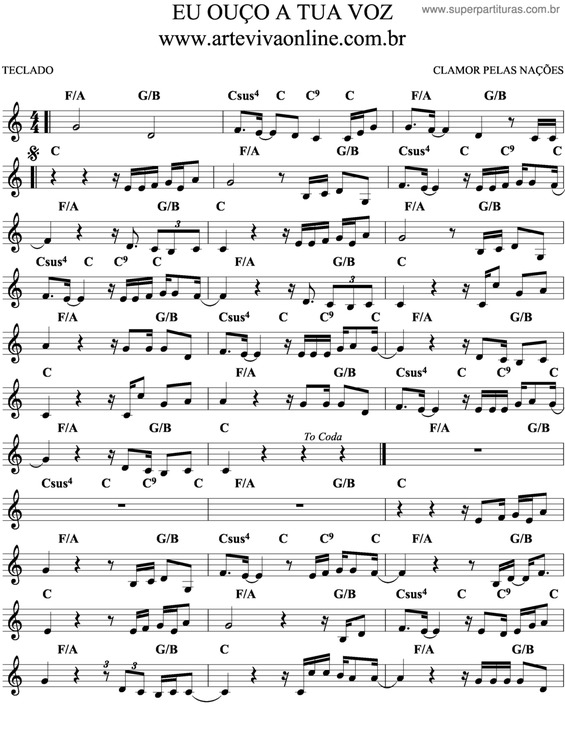 Partitura da música Eu Ouço A Tua Voz