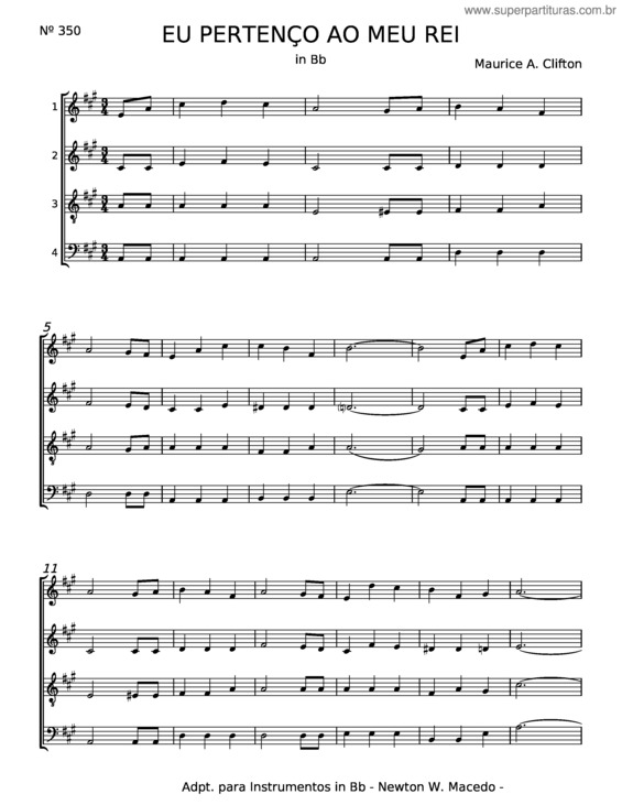 Partitura da música Eu Pertenço Ao Meu Rei – Maurice A Clifton