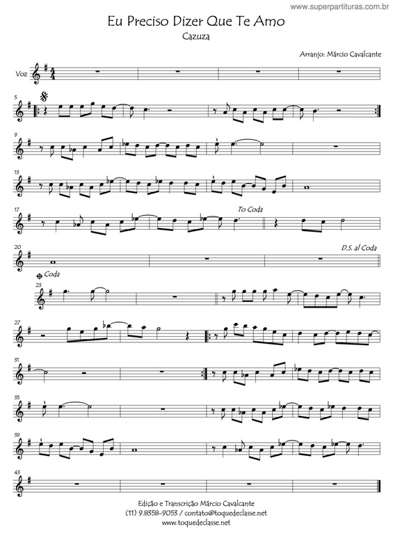 Partitura da música Eu Preciso Dizer Que Te Amo