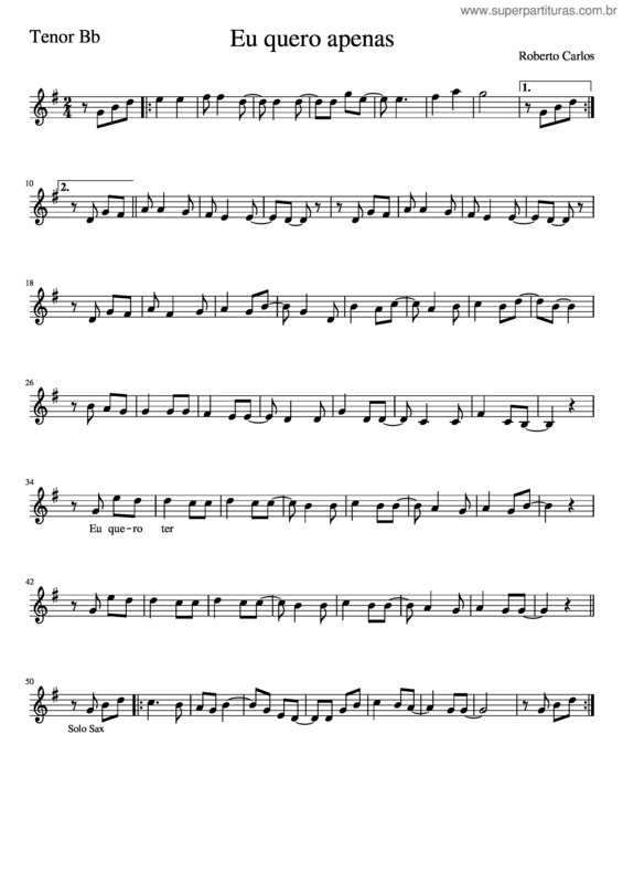 Partitura da música Eu Quero Apenas G