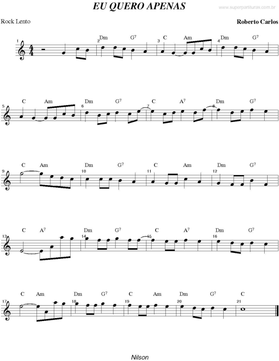 Partitura da música Eu Quero Apenas