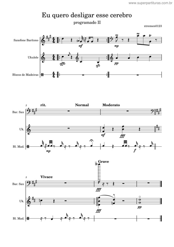 Partitura da música Eu Quero Desligar Esse Cerebro