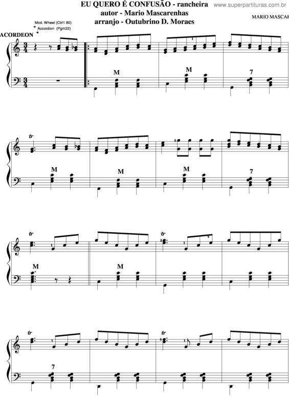 Partitura da música Eu Quero É Confusão 