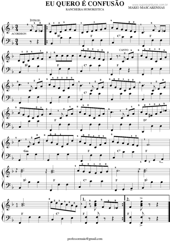 Partitura da música Eu Quero É Confusão