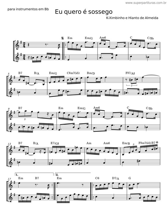 Partitura da música Eu Quero É Sossego – Sebastião De Barros v.2