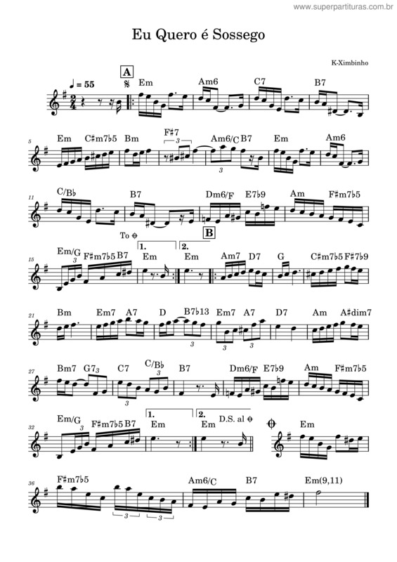 Partitura da música Eu Quero É Sossego – Sebastião De Barros