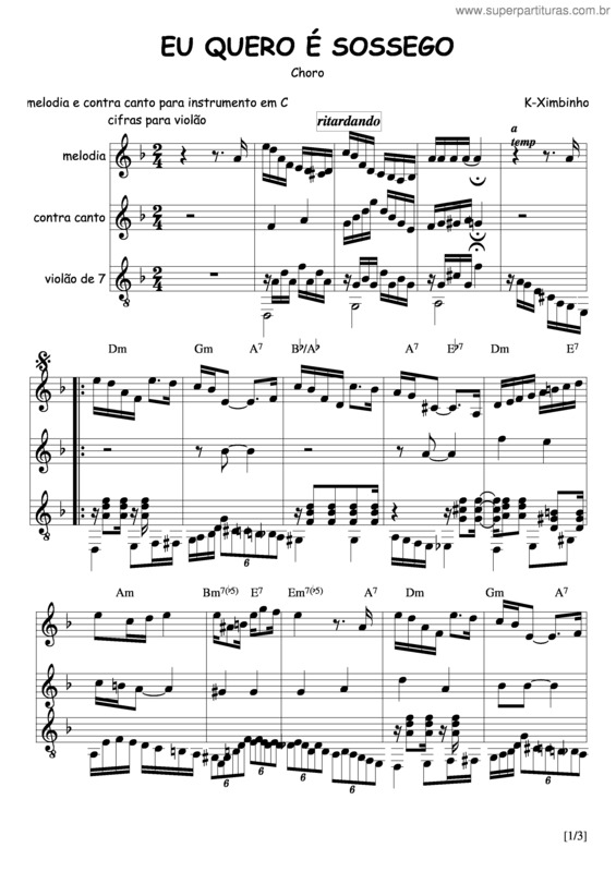 Partitura da música Eu Quero É Sossego v.3