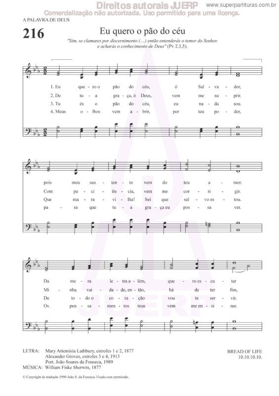 Partitura da música Eu Quero O Pão Do Céu - 216 HCC v.2