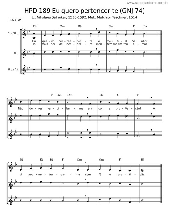 Partitura da música Eu Quero Pertencer–Te