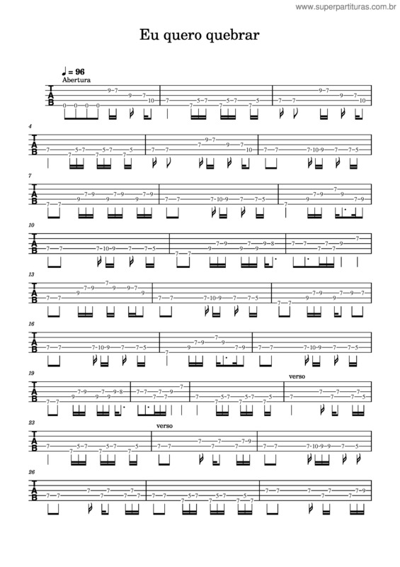 Partitura da música Eu Quero Quebrar – Chico César Eu Quero Quebrar