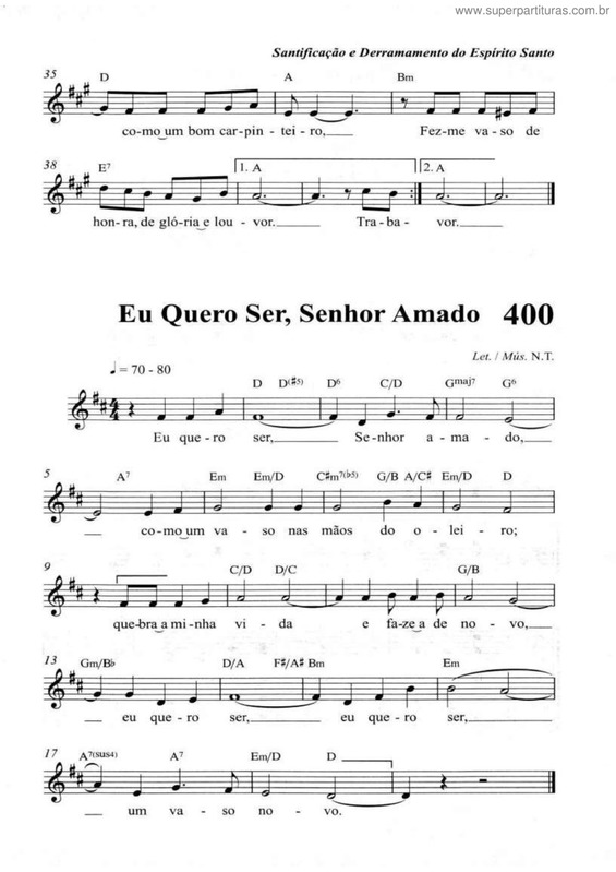 Partitura da música Eu Quero Ser, Senhor Amado