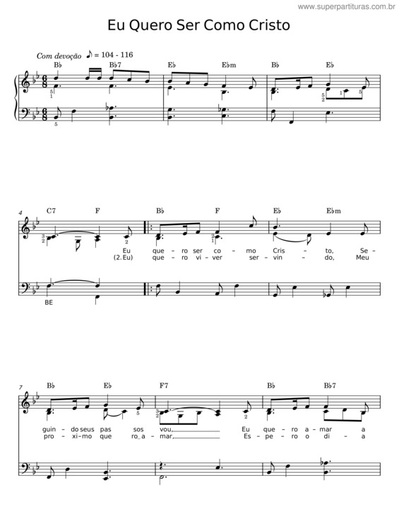 Partitura da música Eu Quero Ser Como Cristo – Janice Kapp Perry