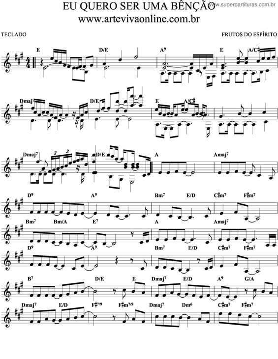 Partitura da música Eu Quero Ser Uma Bênção