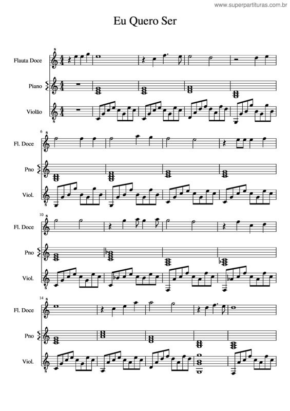Partitura da música Eu Quero Ser
