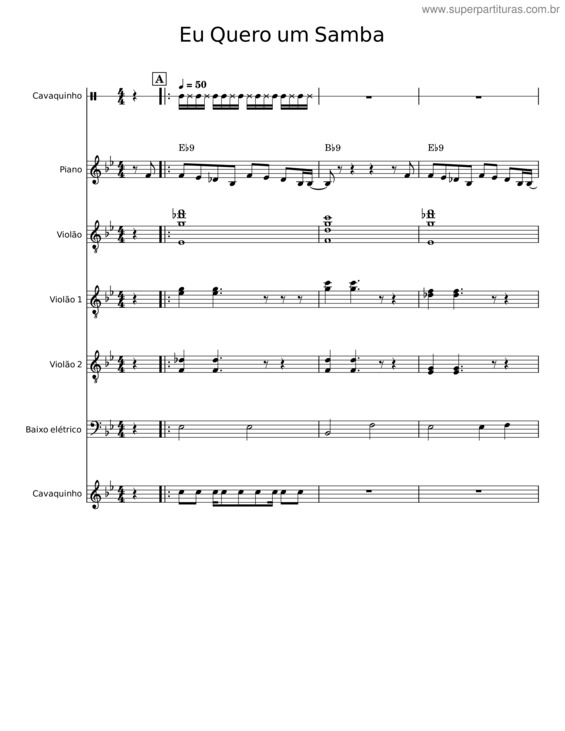 Partitura da música Eu Quero Um Samba