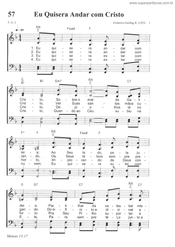 Partitura da música Eu Quisera Andar Com Cristo