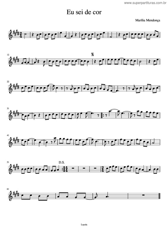 Partitura da música Eu Sei De Cor v.2