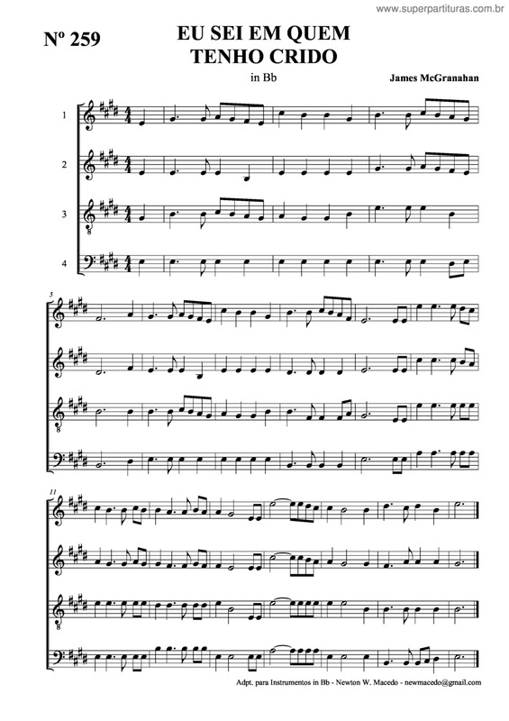 Partitura da música Eu Sei Em Quem Tenho Crido v.2