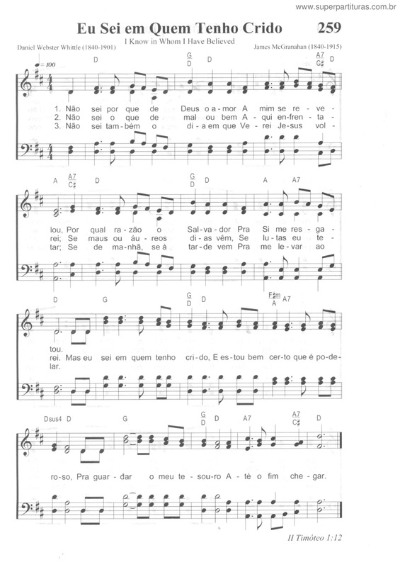 Partitura da música Eu Sei Em Quem Tenho Crido