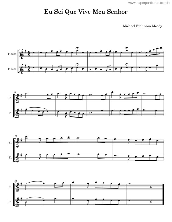 Partitura da música Eu Sei Que Vive Meu Senhor – Michael Finlinson Moody