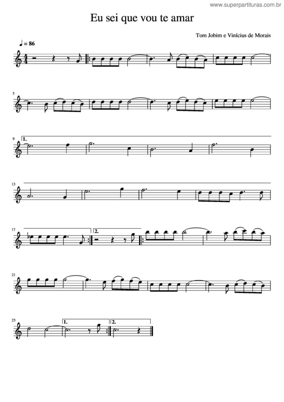 Partitura da música Eu Sei Que Vou Ta Amar