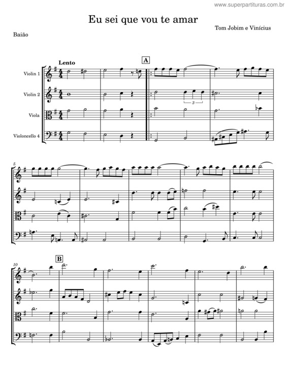 Partitura da música Eu Sei Que Vou Te Amar – Tom Jobim E Vinicius De Moraes