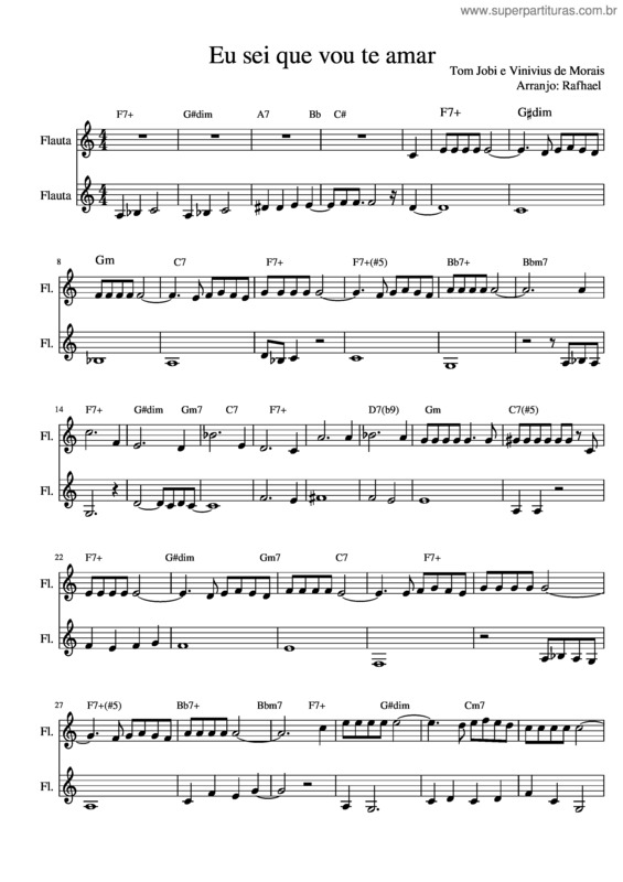 Partitura da música Eu Sei Que Vou Te Amar 1