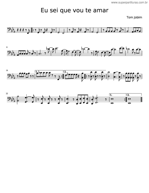 Partitura da música Eu Sei Que Vou Te Amar Trombone