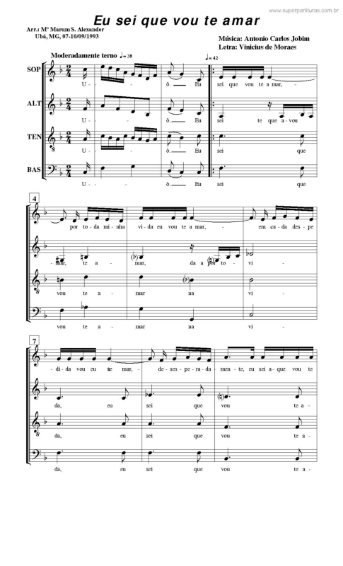 Partitura da música Eu Sei Que Vou Te Amar v.14