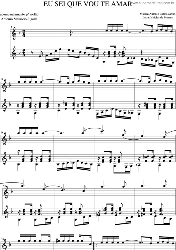 Partitura da música Eu Sei Que Vou Te Amar v.17