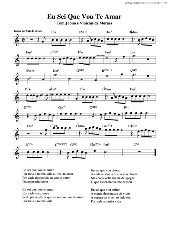 Partitura da música Eu Sei Que Vou Te Amar v.18