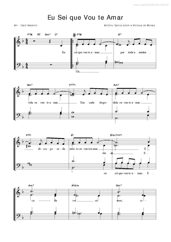 Partitura da música Eu Sei Que Vou Te Amar v.2