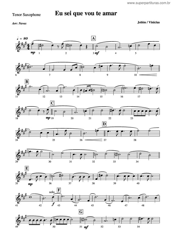 Partitura da música Eu Sei Que Vou Te Amar v.37