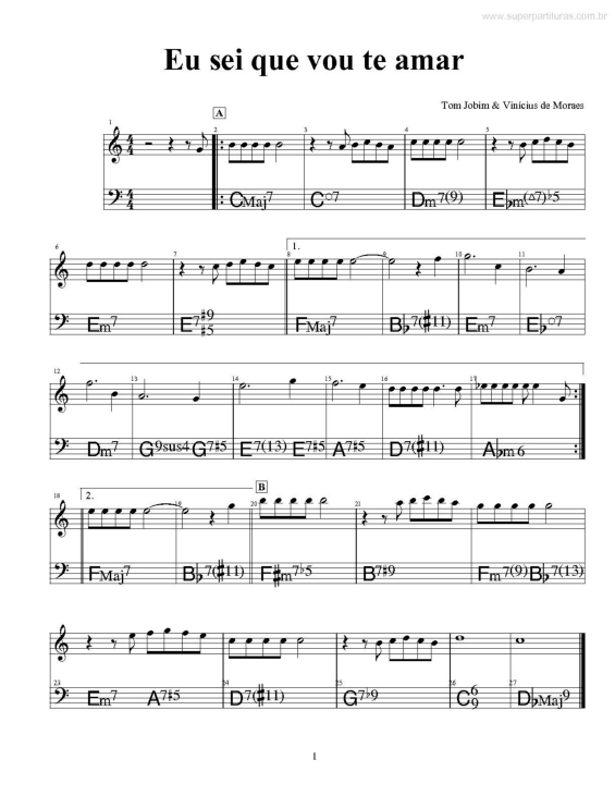 Partitura da música Eu Sei Que Vou Te Amar v.7