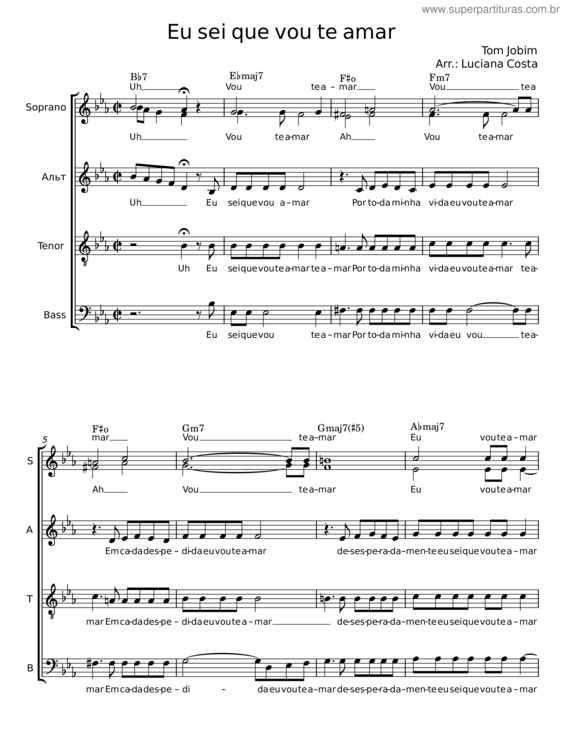 Partitura da música Eu Sei Que Vou Te Amar v.71
