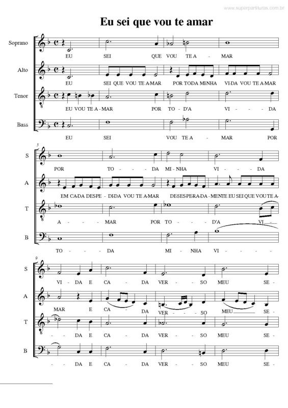 Partitura da música Eu Sei que Vou Te Amar v.8