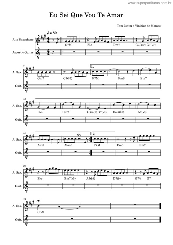 Partitura da música Eu Sei Que Vou Te Amar v.87