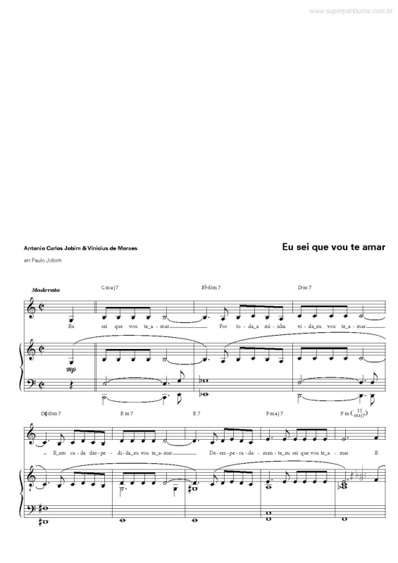 Partitura da música Eu Sei Que Vou Te Amar v.9